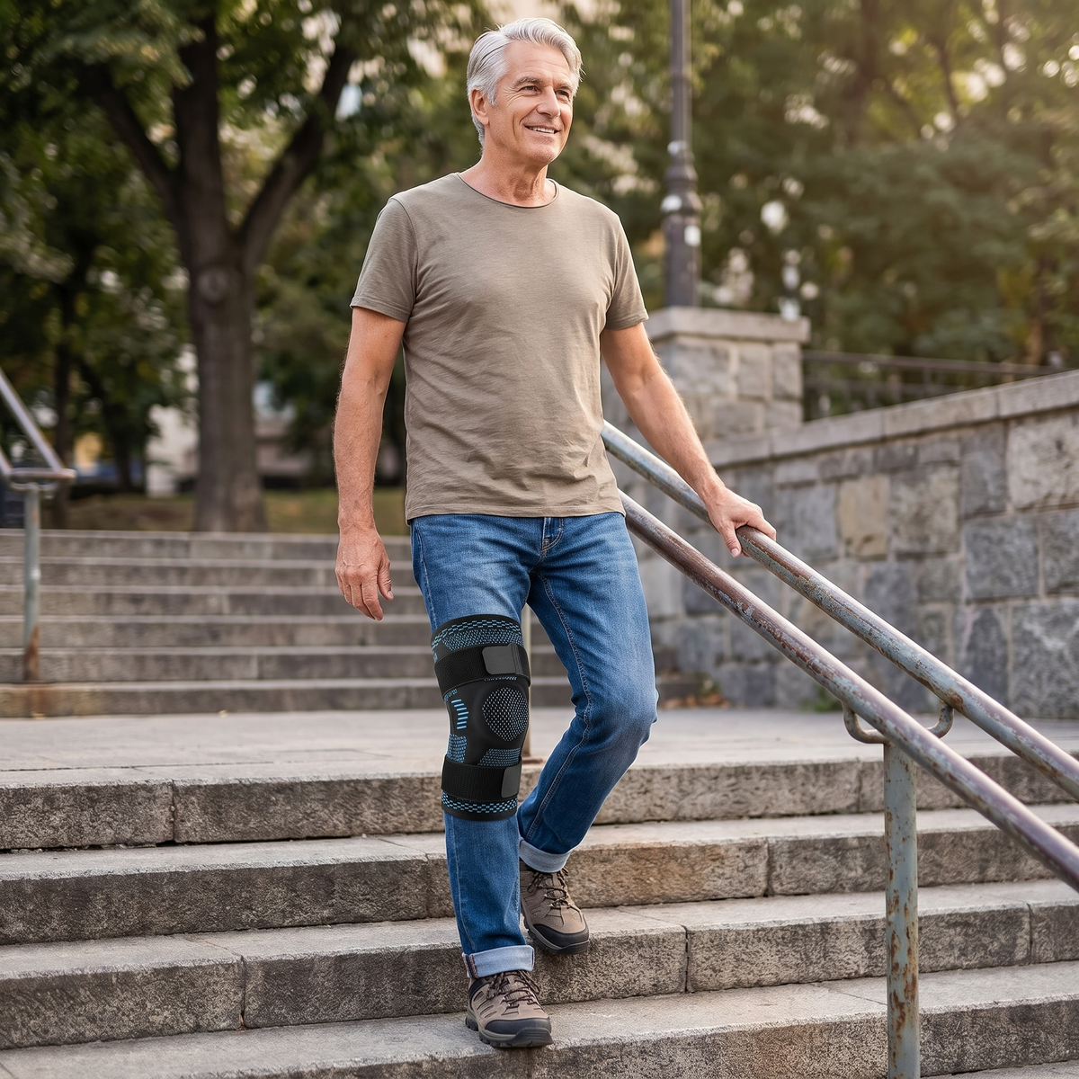 Climbing stairs comfortably with the Vivenlo knee brace